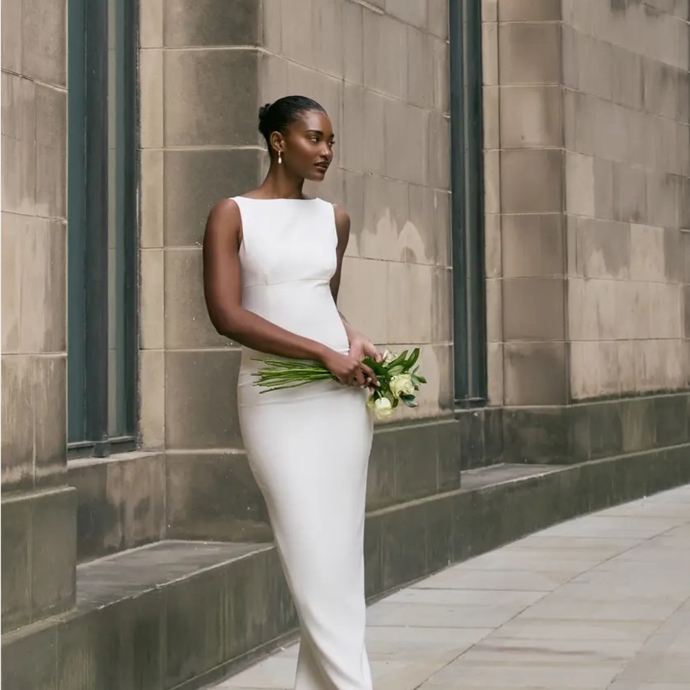 Pretty Little Thing Premium White Scoop Back Maxi Dress
